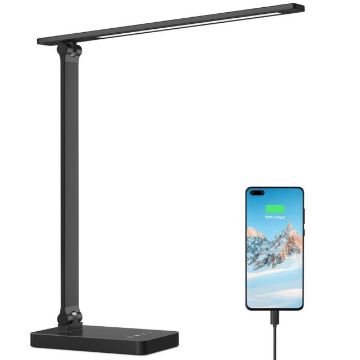 Show details for LED Desk Lamp with USB Charging Port Dimmable Home Office Lamp, 3 Color Modes with 5 Brightness Level, Eye Caring Natural Light Modern Task Lamp  Picture of LED Desk Lamp with USB Charging Port Dimmable Home Office Lamp, 3 Color Modes with 5 Brightness Level, Eye Caring Natural Light Modern Task Lamp