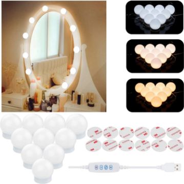 Show details for Vanity Lights for DIY Hollywood Mirror, LED Strip Lights Kit with Touch Sensor Dimmer Switch and Power Adaptor, 10 Bulbs Picture of Vanity Lights for DIY Hollywood Mirror, LED Strip Lights Kit with Touch Sensor Dimmer Switch and Power Adaptor, 10 Bulbs
